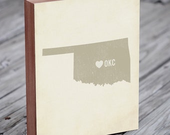 Oklahoma State Art - Oklahoma art - Oklahoma City Art Print - OKC - Oklahoma City Art  - Wood Block Art Print