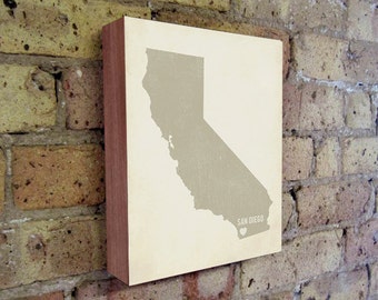 San Diego Art Print - San Diego Art - California Art - San Diego California - I Love San Diego- Wood Block Art Print