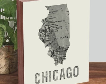 Chicago Gifts - Chicago Housewarming Gift - Chicago Home - Chicago Map Wall Art - Chicago Map