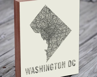 Washington DC Wall Art - Washington DC Map - Washington DC Print - Wood Block Art Print