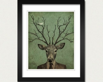 Deer Art Print - Antler Art - Leroy's Antlers 8x10 Art Print