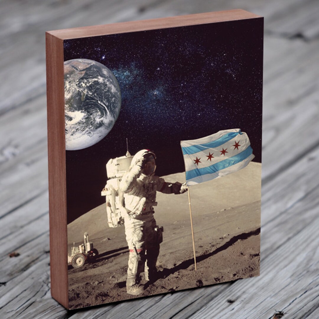 Chicago Flag Wall Art Chicago Flag Art Chicago Wall Art Chicago Moon