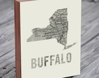 Buffalo ny - Buffalo New York - Buffalo ny print - Buffalo ny art - Wood Block Wall Art Print