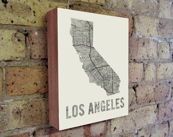 Los Angeles Map - Los Angeles Print - Los Angeles Art - Wood Block Art Print