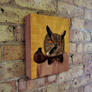 The Owl and His Bird Friend Wood Block Art Print image 1