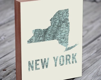 New York - New York Art - New York Print - New York Map - NYC Map Art- Wood Block Wall Art Print