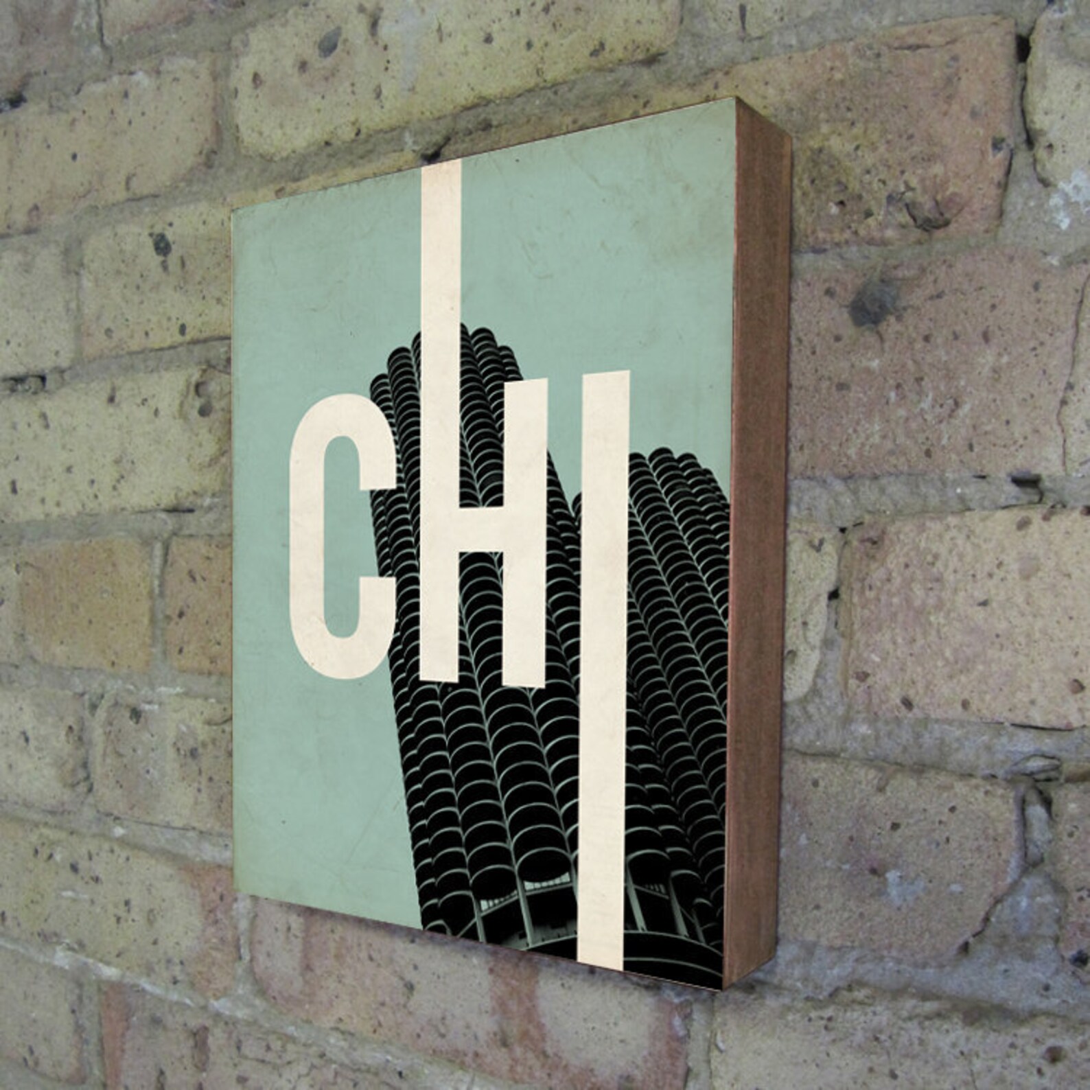 Chicago CHI Wood Block Art Print Etsy