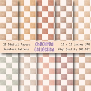 Watercolor Checkered Seamless Pattern – Plaid Digital Paper, Tileable Background for Scrapbooking, Printable Design