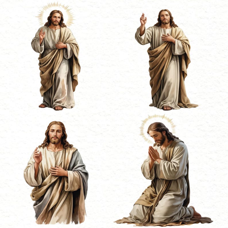 Jesus Christ Watercolor Clipart Set | Christian Religious PNG | Sacred ...