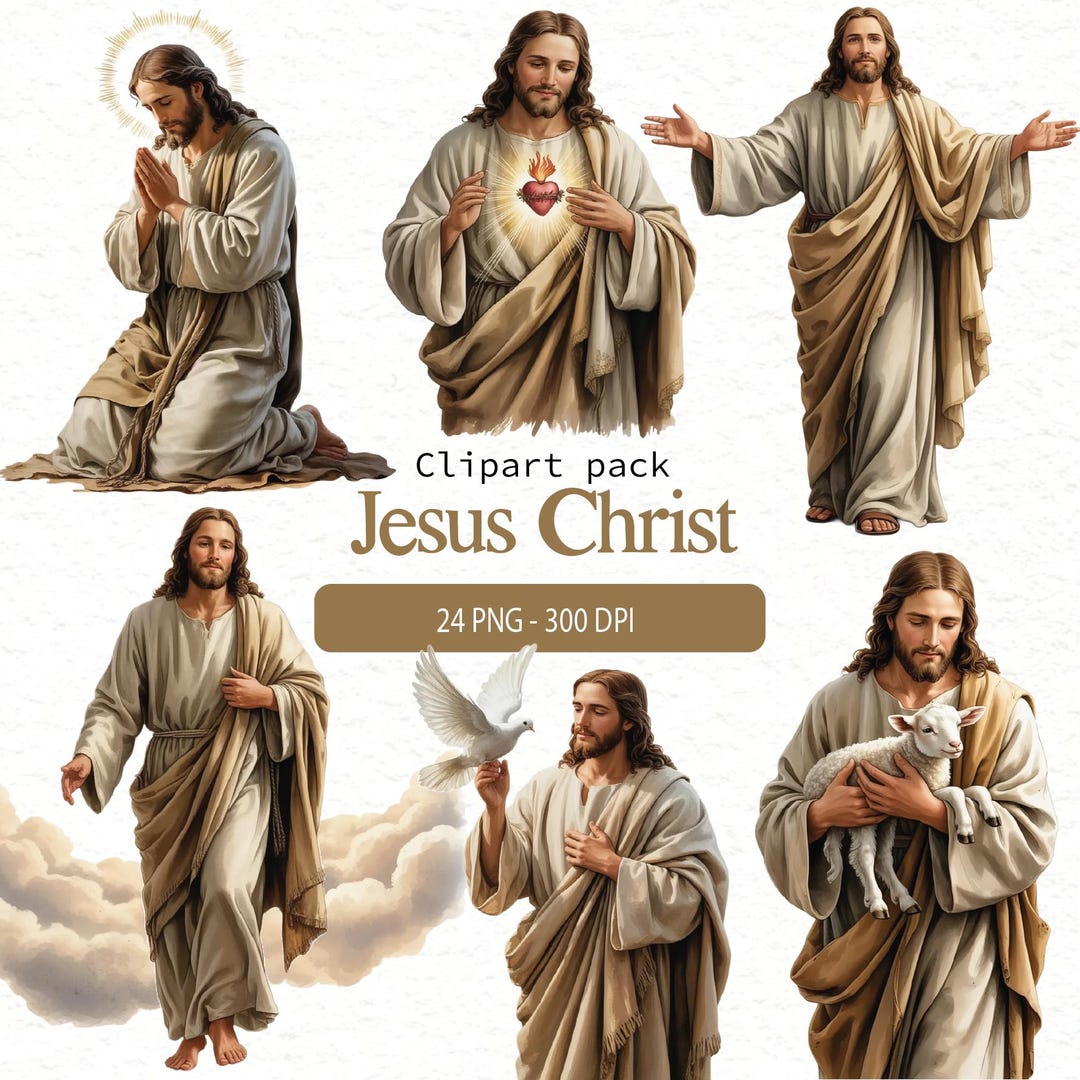 Jesus Christ Watercolor Clipart Set | Christian Religious PNG | Sacred ...