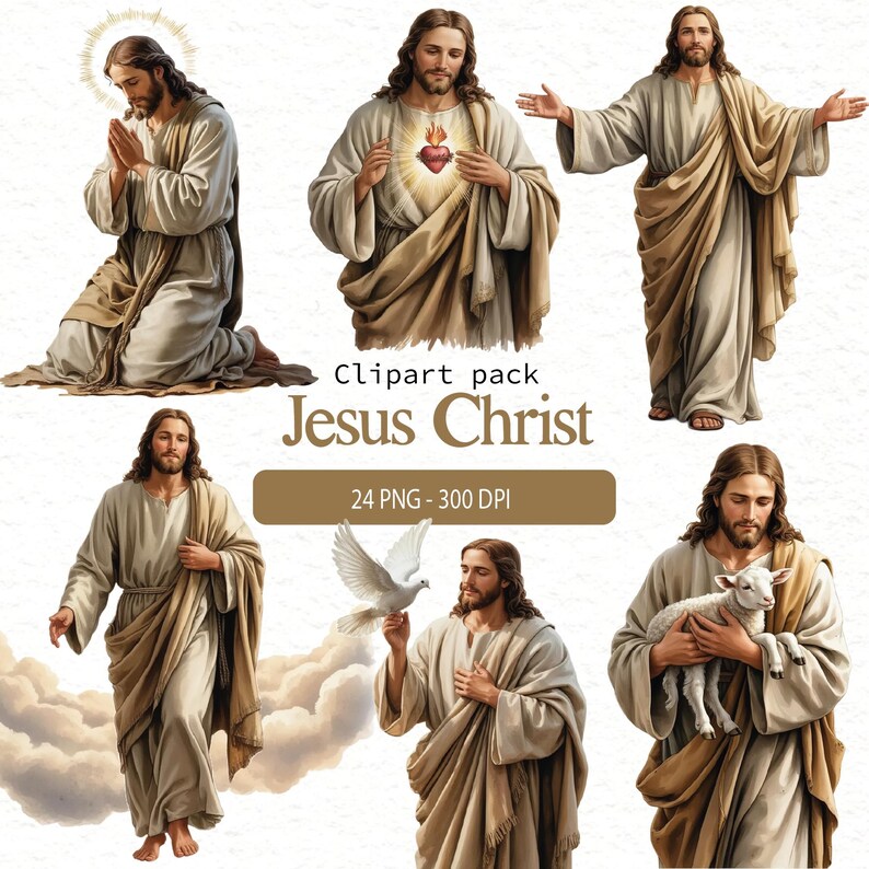 Jesus Christ Watercolor Clipart Set | Christian Religious PNG | Sacred ...