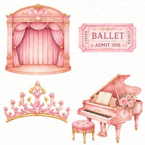 Ballerina Clipart Bundle PNG | Ballet Watercolor Clipart | Cute Ballerina Girls | Pink Ballet Digital Kit | Ballet Party Clip Art image 8