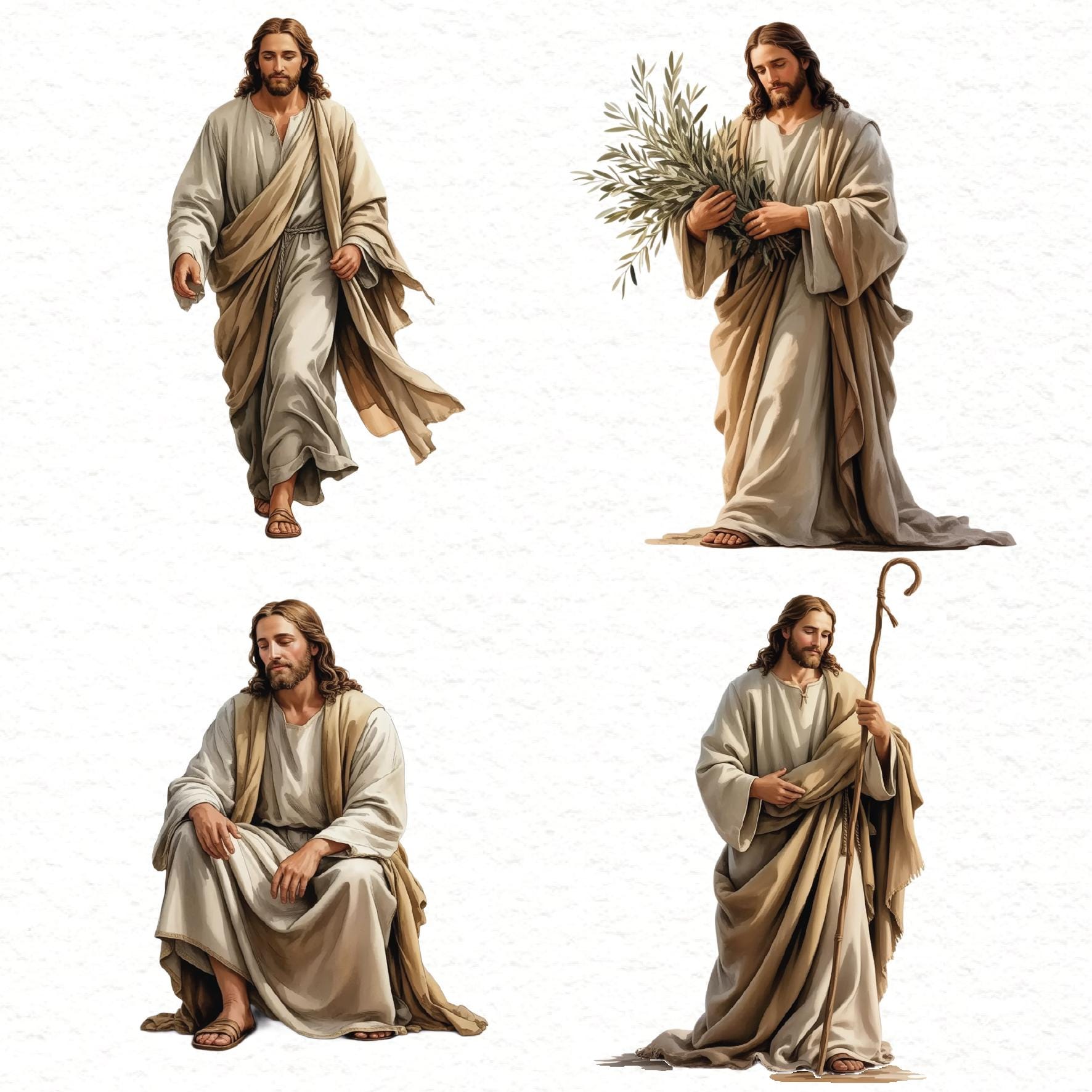 Jesus Christ Watercolor Clipart Set | Christian Religious PNG | Sacred ...