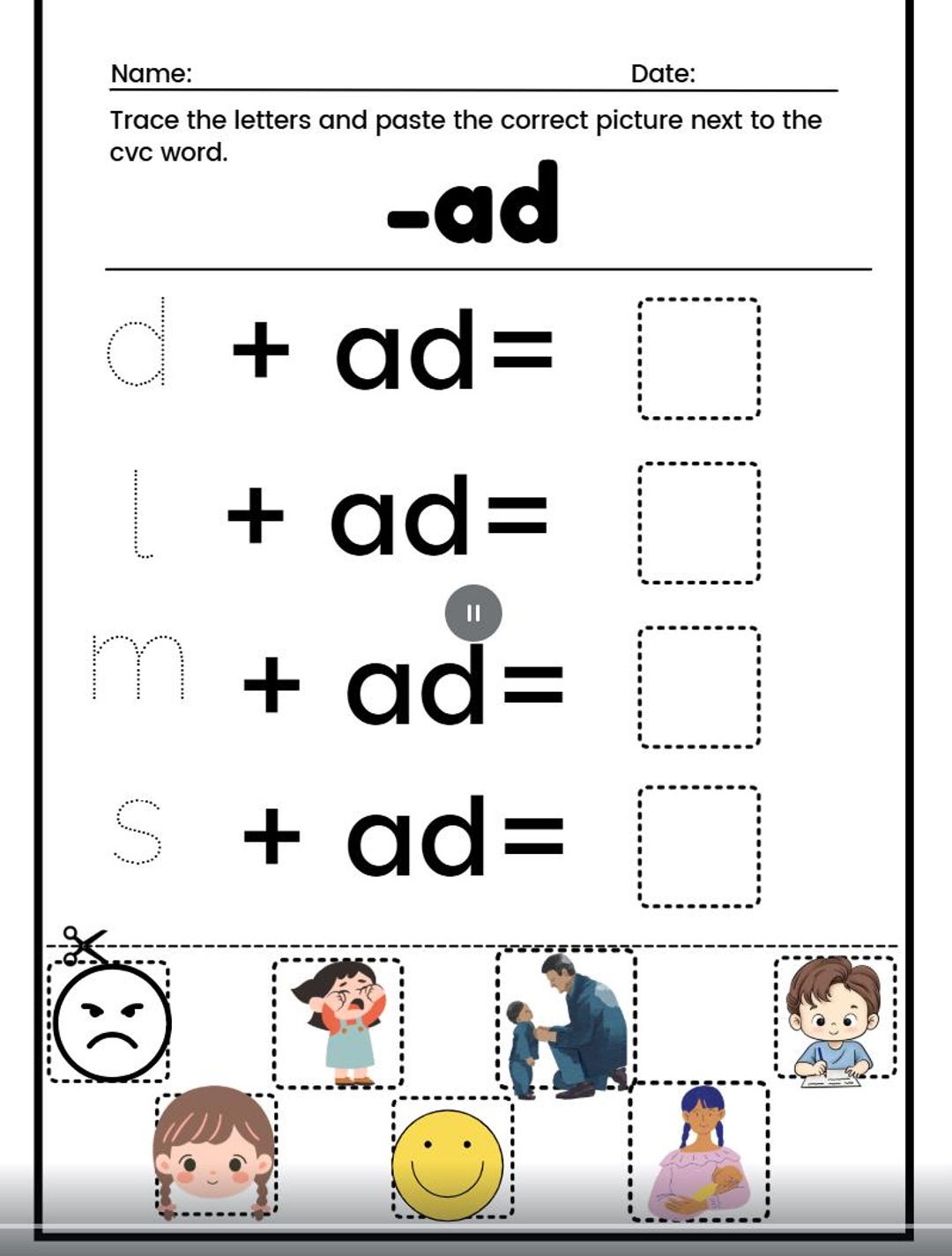 Short Vowel Word Family CVC Workbook | Printable Phonics Activity for ...