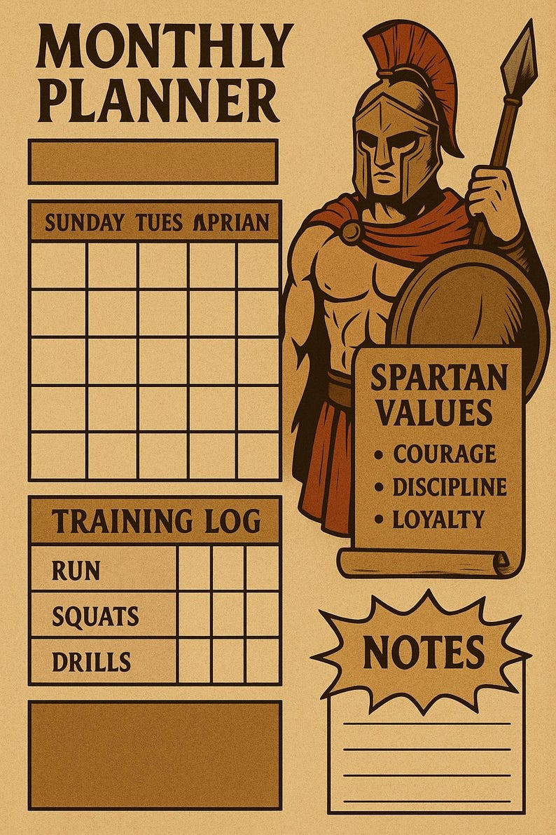 Warrior Comic Monthly Planner: Fitness Habit Tracker (Digital Download)