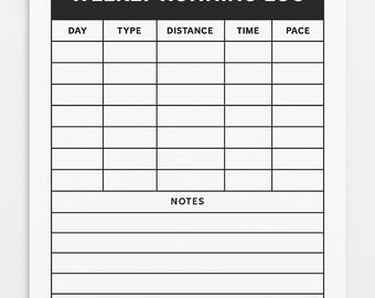 Weekly Running Log | Track Distance, Time & Pace