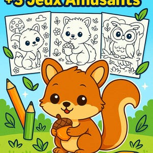 Livre de Coloriage Animaux de la Forêt| 50+ Pages + Jeux| A4 & US Letter PDF |À Imprimer | Pour Enfants 4 à 6 Ans |Téléchargement Instantané
