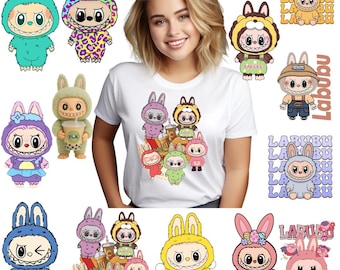 Pakiet Labubu SVG: Clipart postaci z kreskówek, PNG Wektor (Pobieranie cyfrowe)