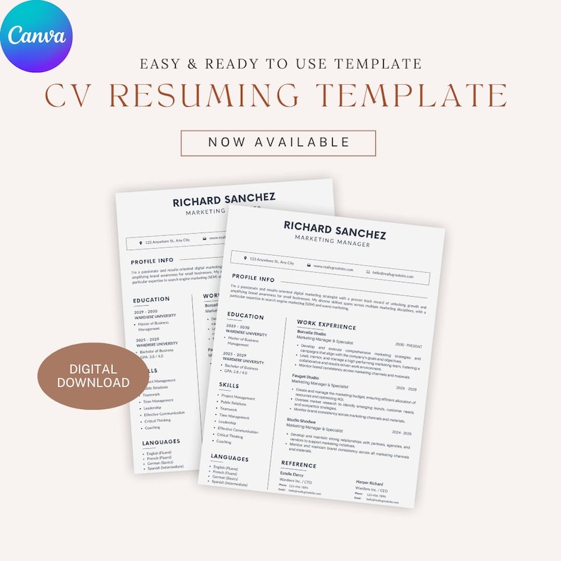 CLEAN MINIMALIST Resume Template - Il 794xN.7072971737 Gggd