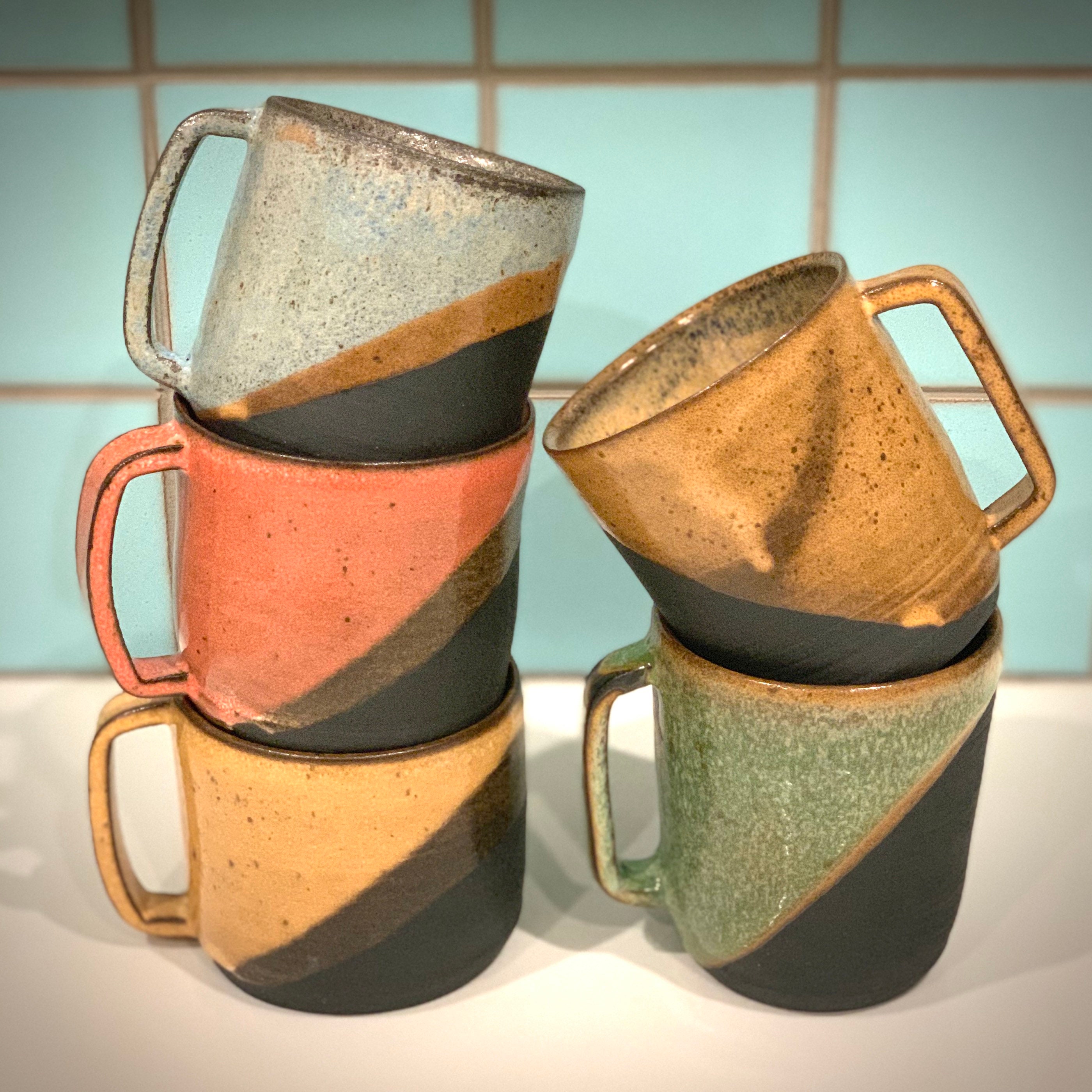 Set of Colorful Pottery Coffee Mugs, 10 oz – Mad About Pottery