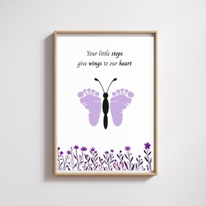 Butterfly Footprint Art | Baby and Kid&#39;s Footprint Keepsake | Digital Art | Butterfly Preschool Craft | Kids Room Art