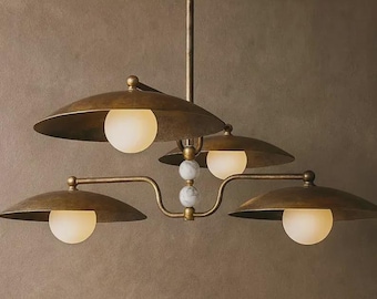 Brass Sputnik Chandelier Light: Mid Century Modern Dining Table Chandelier Lighting Fixture
