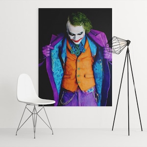 Joker Wall Art Poster – Cinematic Clown Portrait, Dark Comic Print, Hyper-Realistic Villain Artwork, Digital Download