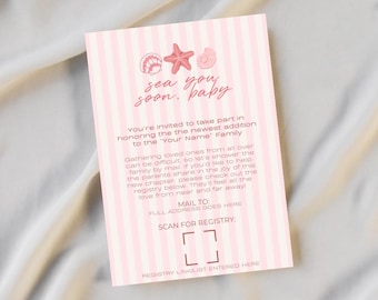Editable Virtual Baby Shower Invite / Registry Invitation - Customizable Digital Download, Baby Shower Invite Minimal, Instant Download