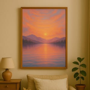 Serene Sunset Landscape Wall Art Poster, Nature Decor, Gift for Home, Office, Minimalist Aesthetic, Inspirational Wall Decor