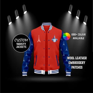 Varsity Jacket with Wool Body & Real Leather Sleeves – Classic Letterman Style – Unisex College Bomber Jacket – Handmade Leather Jacket