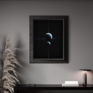 Arte spaziale minimalista - Poster cosmico dei pianeti gemelli / Poster opaco di qualità premium / Spedizione gratuita