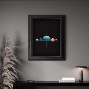 Arte geometrica del pianeta - Design minimalista a croce del sistema solare / Poster opaco di qualità premium / Spedizione gratuita