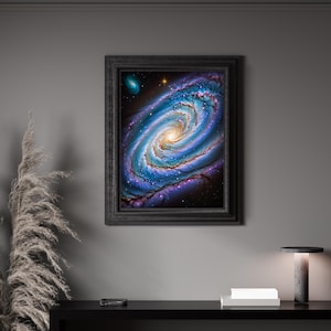 Stampa murale con formazione stellare della galassia a spirale / Stampa spaziale cosmica blu e rosa / Poster opaco di qualità premium / Spedizione gratuita
