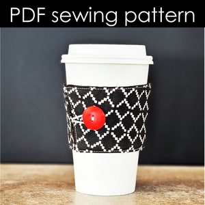Reversible Coffee Cozy Sewing Pattern PDF download image 1