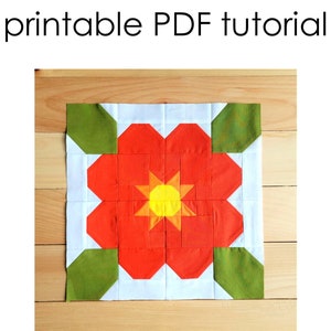 Summer Flower Quilt Block Printable Tutorial