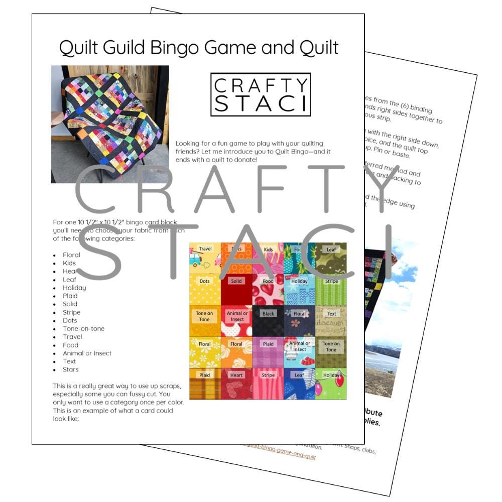 Quilt Guild Bingo Game and Quilt PDF Sewing Pattern - Etsy