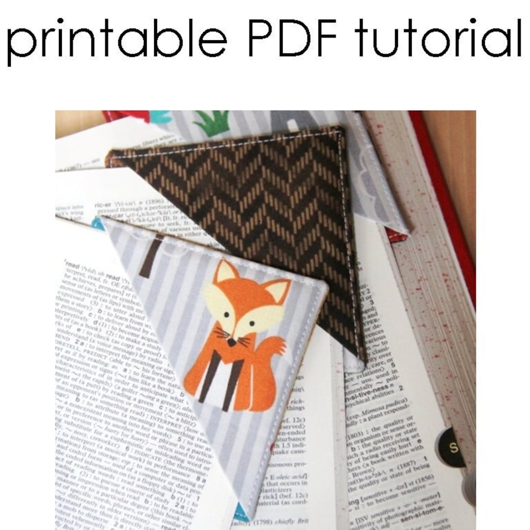 Fabric Corner Bookmark Printable Tutorial Etsy