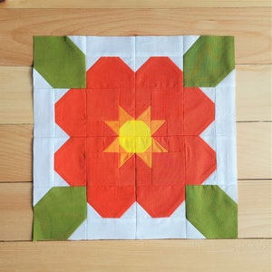 Summer Flower Quilt Block Printable Tutorial