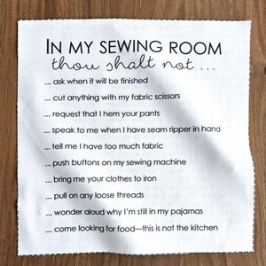 Sewing Room Rules Printed Fabric Panel