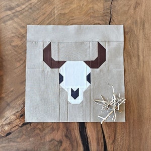 Bison Skull Quilt Block Printable Tutorial