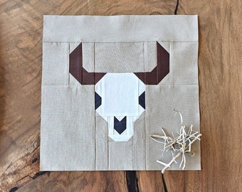 Bison Skull Quilt Block PDF Sewing Pattern