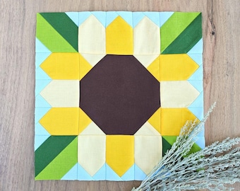 Sunflower Quilt Block PDF Sewing Pattern