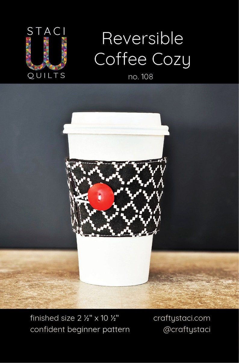 Reversible Coffee Cozy Sewing Pattern PDF download image 2