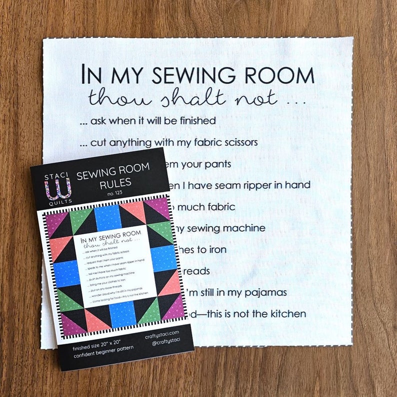 Sewing Room Rules Quilt Pattern and Fabric Panel image 1
