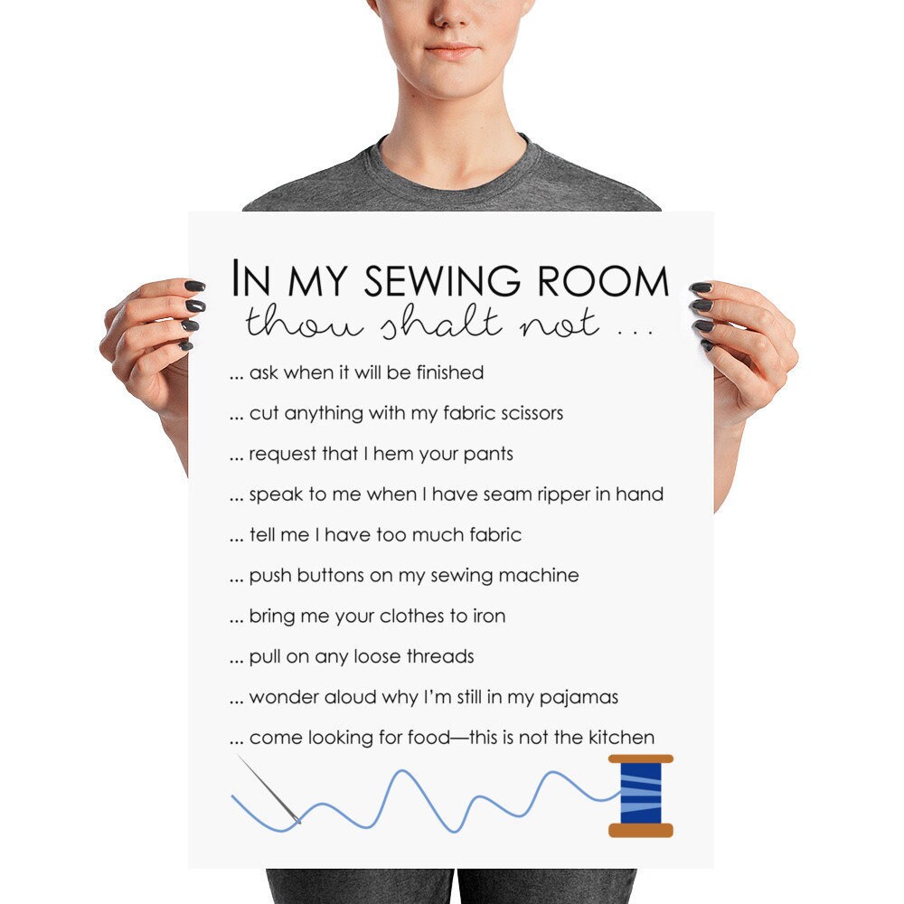 Sewing Room Rules Poster Blue Thread Etsy