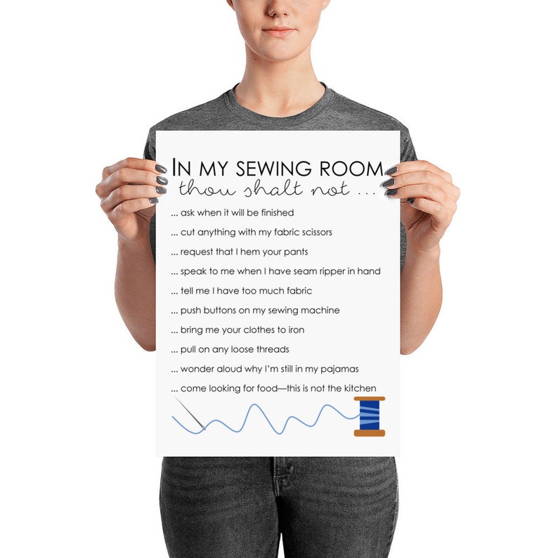 Sewing Room Rules Poster Blue Thread Etsy