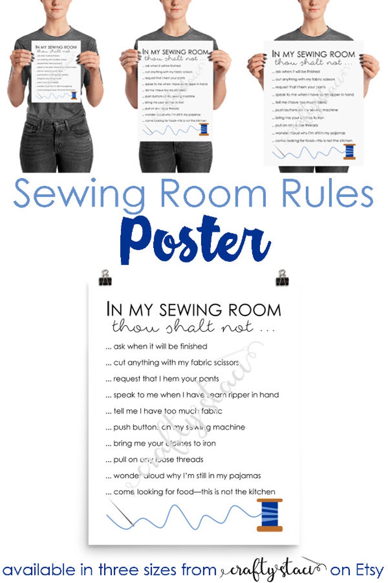 Sewing Room Rules Poster Blue Thread Etsy