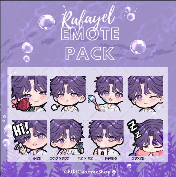 Hand-Drawn Chibi Emotes: Rafayel Love and Deepspace Pack (Digital Download)