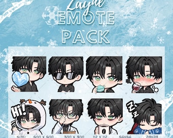 Zayne | Love and Deepspace | Ready to Use Cute Chibi Emotes Pack for Discord/Youtube/Twitch