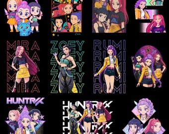 HUNTRIX Kpop Demon Hunters Bundle Png, Kpop Idol Group Bundle Png, Mira Png, Rumi Png, Joy Png, Gift for Huntrix Fans, Instant Downloads